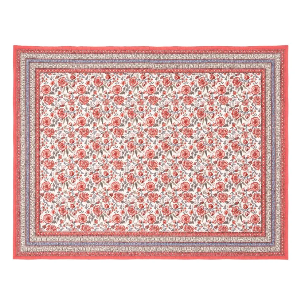 Plaid Imbottito double face stampato Jaipur Fiori Rossi Bluette 130x170