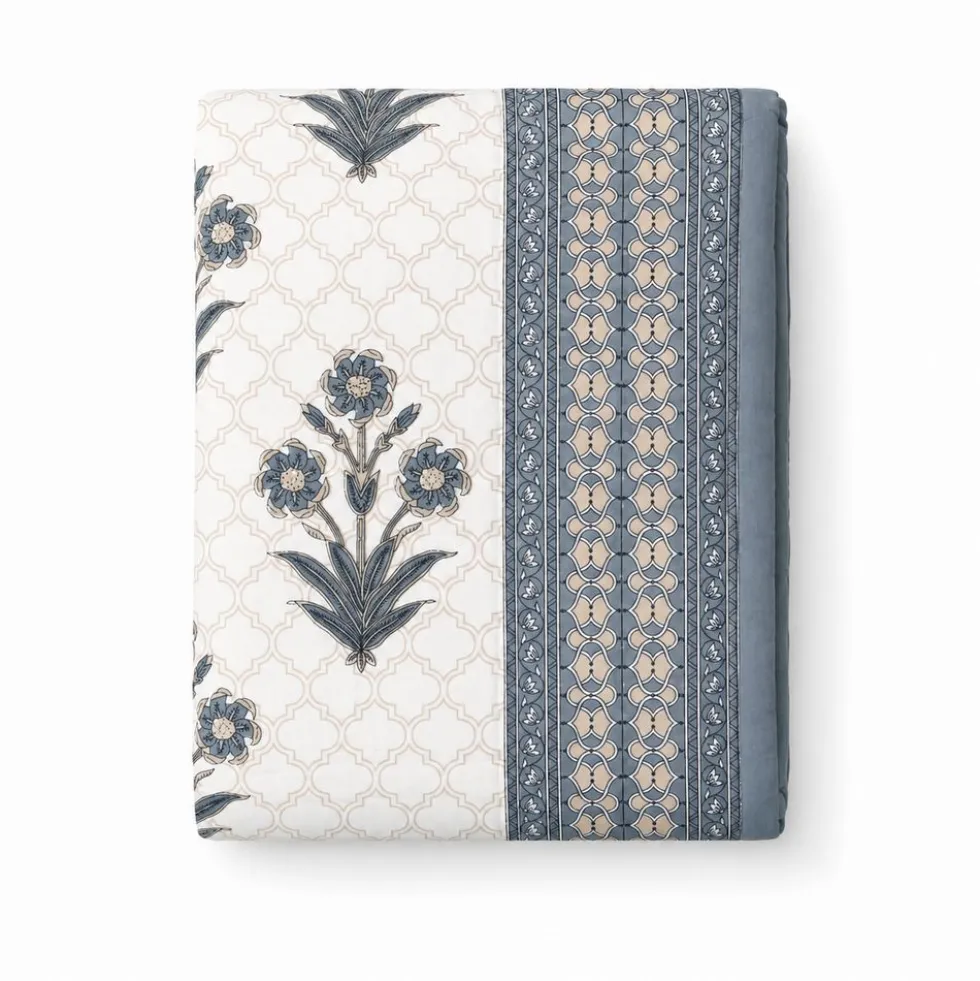 Plaid Imbottito double face stampato Jaipur Fiori Grigi Tortora 130x170