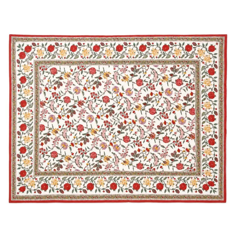 Plaid Imbottito double face stampato Jaipur Fiori Rossi Gialli 130x170