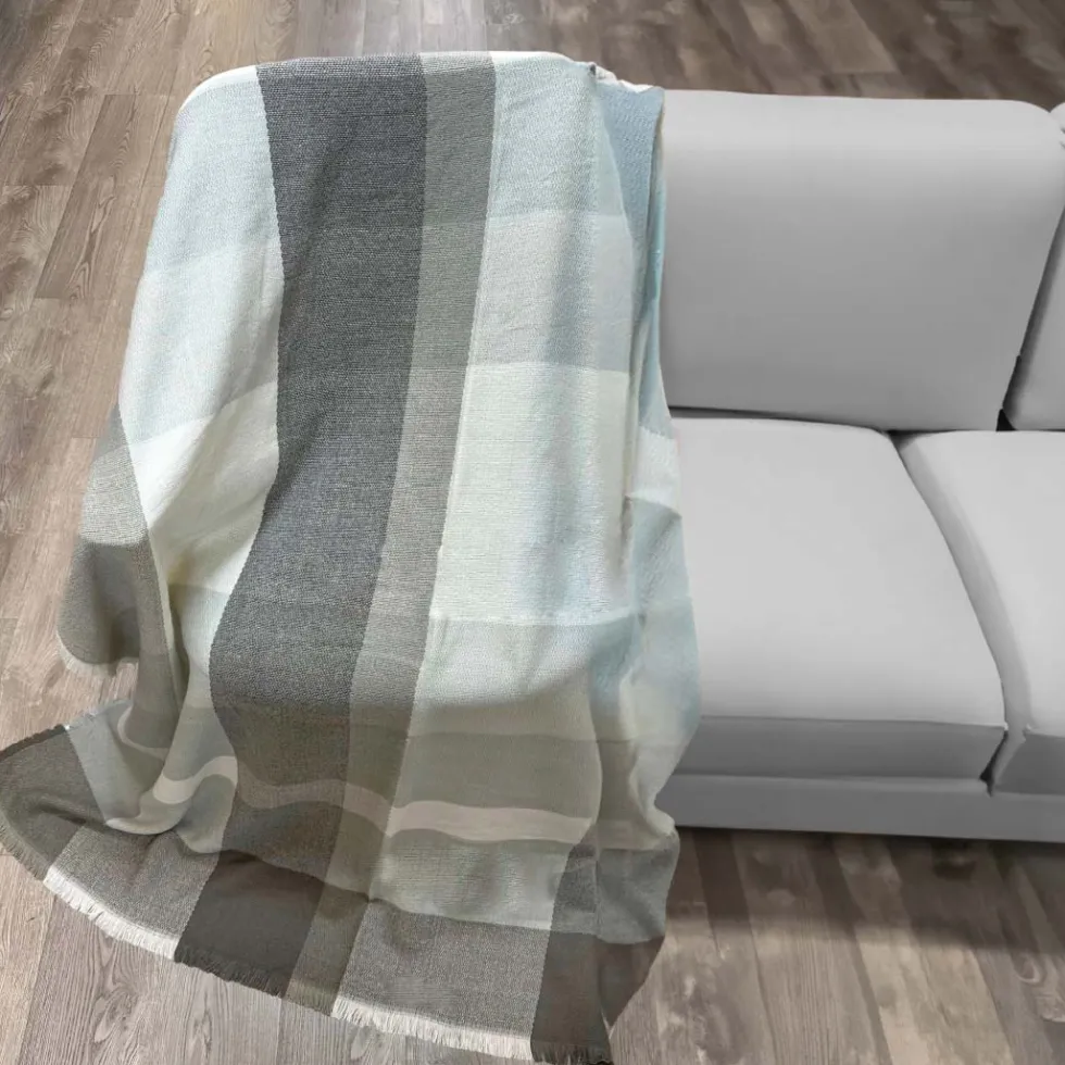 Plaid Jacquard Cashmere Effect Bilde Grigio 130 x 170