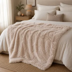 Plaid Luxury pelliccia ecologica Camel 130 x 160