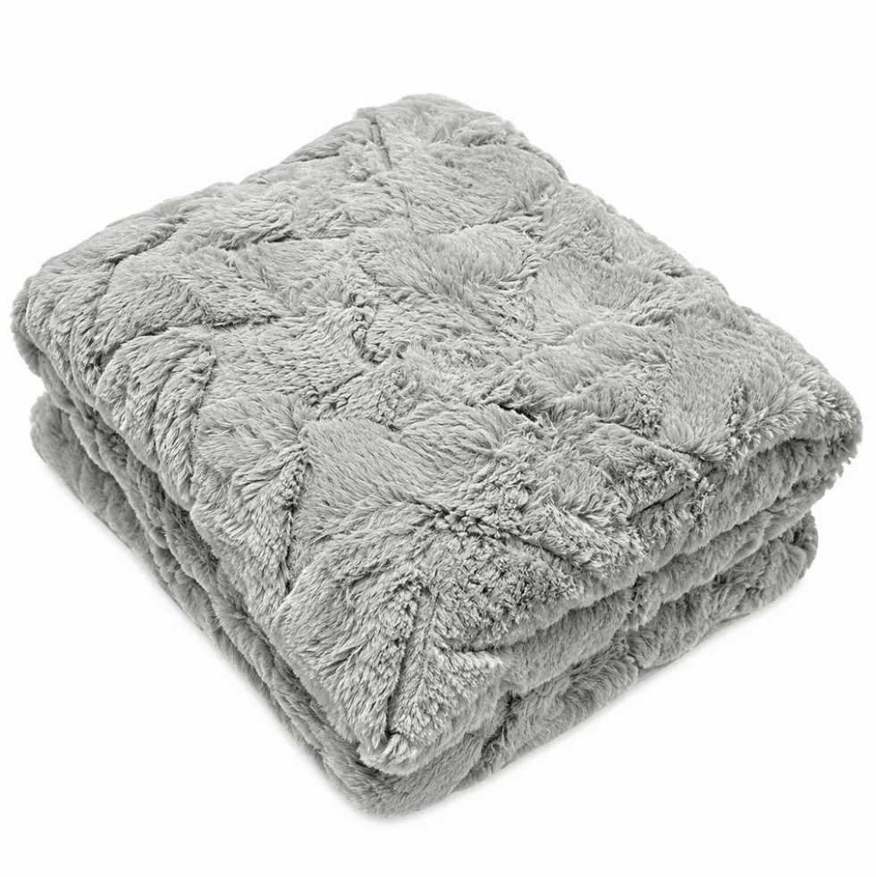 Plaid Marlene pelliccia ecologica grigia matrimoniale 200 x 230