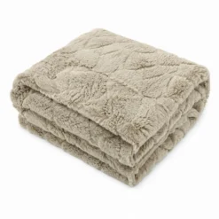 Plaid Marlene pelliccia ecologica tortora matrimoniale 200 x 230