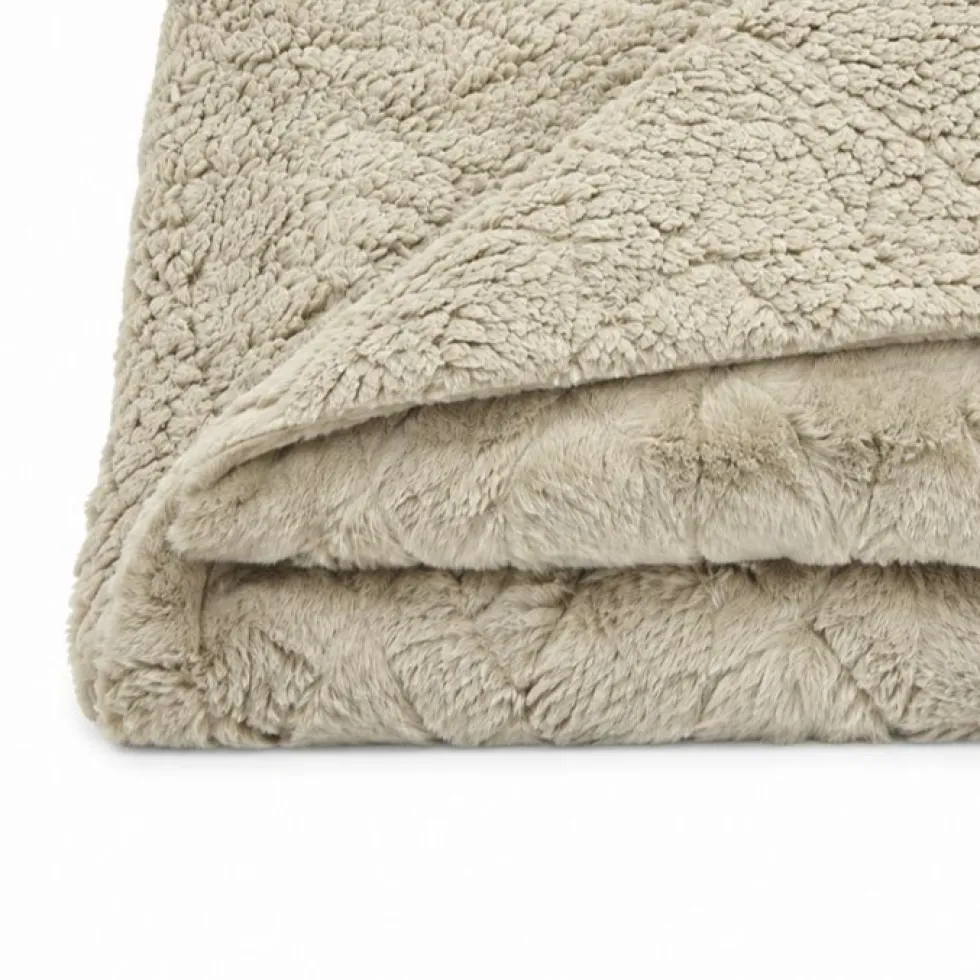 Plaid Marlene pelliccia ecologica tortora matrimoniale 200 x 230