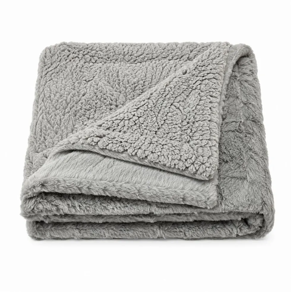 Plaid Marlene pelliccia ecologica grigia 130 x 160