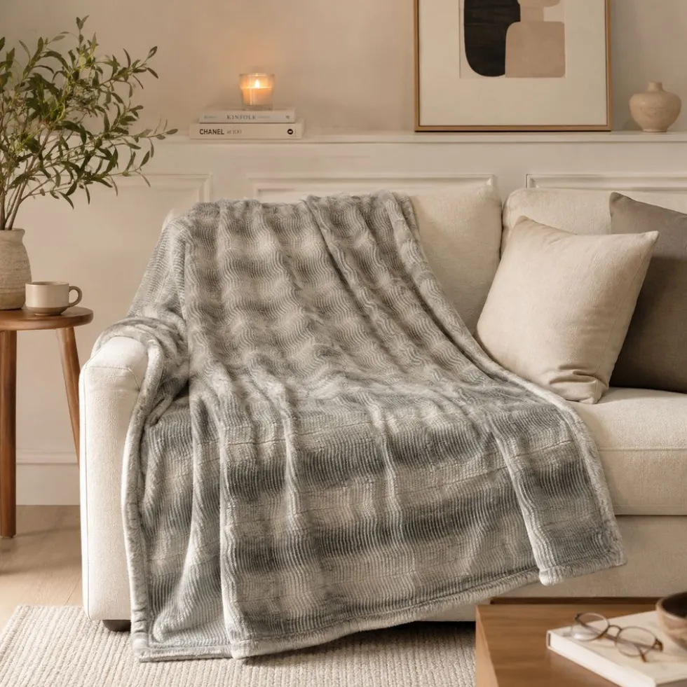 Plaid Rabbit pelliccia ecologica grigia 130 x 160