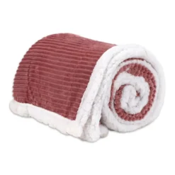 Plaid Sherpa Aspen Rigato Riga Rosa Antico