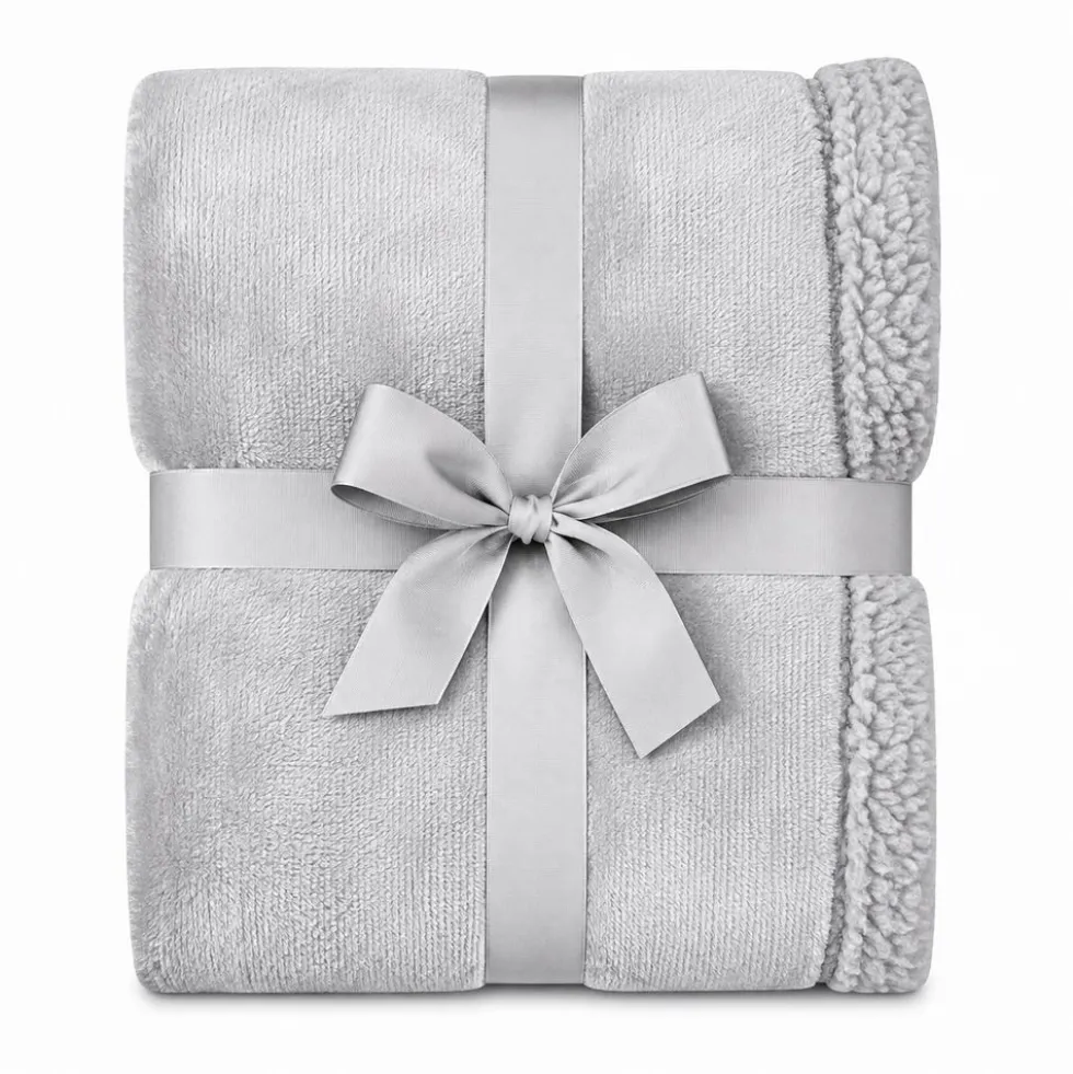 Plaid Sherpa Soffy Grigio chiaro 130 x 160