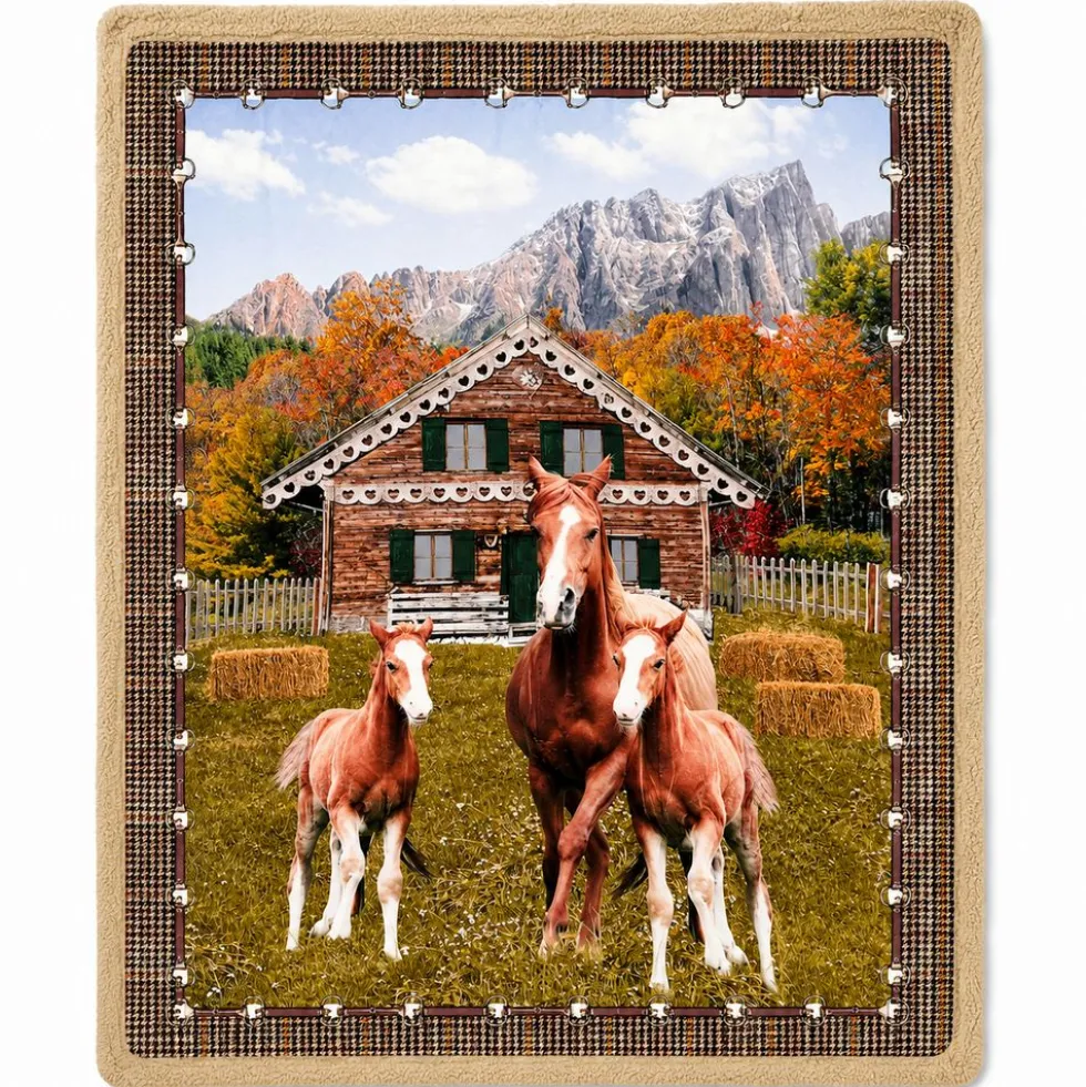 Plaid Sherpa stampa digitale Horse - Baita 130 x 160