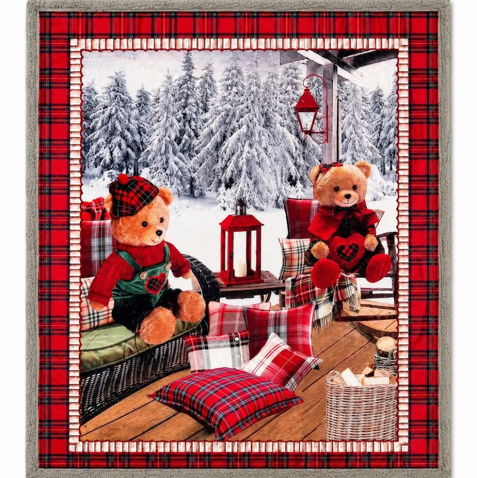 Plaid Sherpa stampa digitale Teddy Orsetti 130 x 160