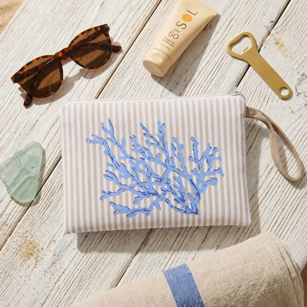 Pochette Coral Stripe Beige