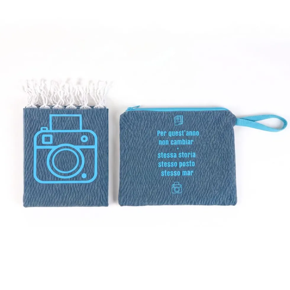 Pochette + fouta Stesso Mar Denim 90x180