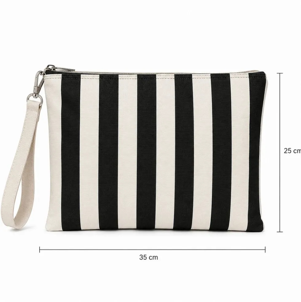 Pochette in Tessuto a Righe Garcia Nero