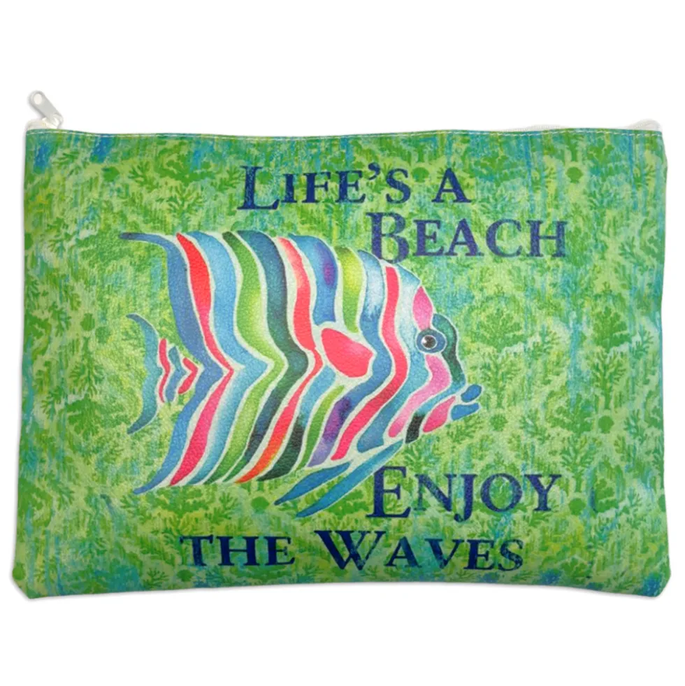 Pochette Mare in ecopelle Pesce arcobaleno verde