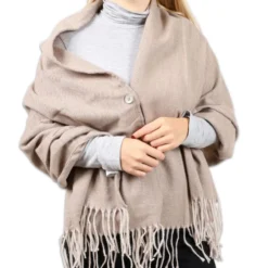 Poncho - Mantella con Frange Gemma Beige