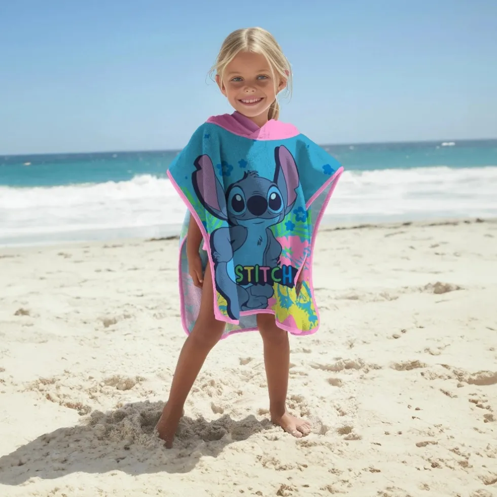 Poncho-Telo Mare Spugna Disney Stitch Blu