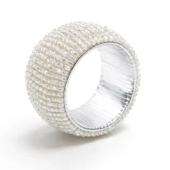 Portatovaglioli in Perline Bianco e Argento