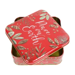 Scatola Natalizia in Latta Peace on Earth 17 x 17 x 6 cm