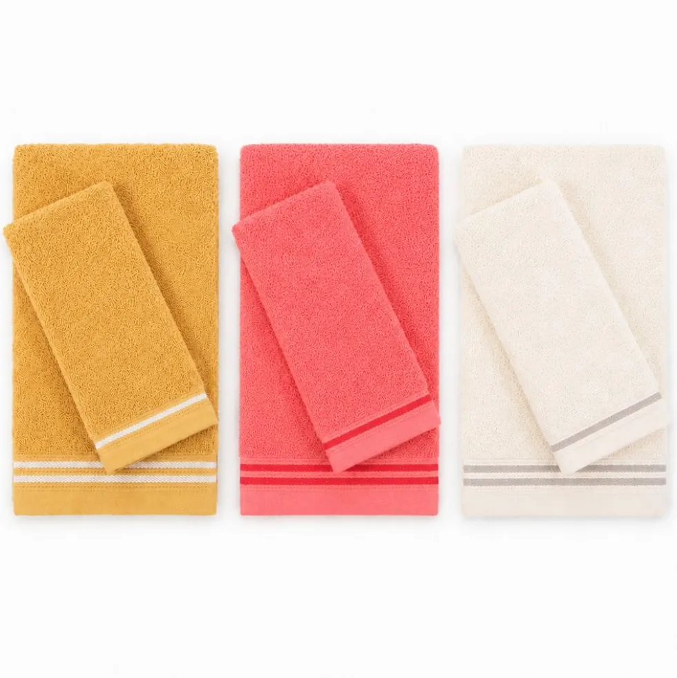 Set Asciugamani 3+3 Chloè Senape-Corallo-Crema