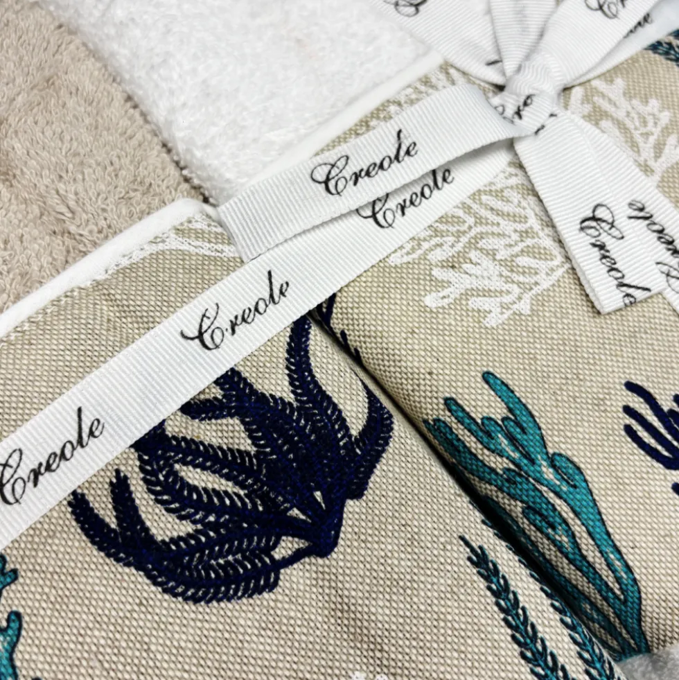 Set 2 + 2 Asciugamani CREOLE Balza Corallo Beige/Bianco