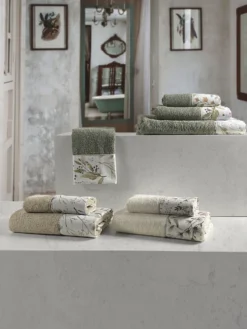Set 2 + 2 Asciugamani CREOLE Lorient Panna/Beige
