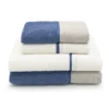 Set 2 + 2 Asciugamani CREOLE profilo Lino Panna/Blu