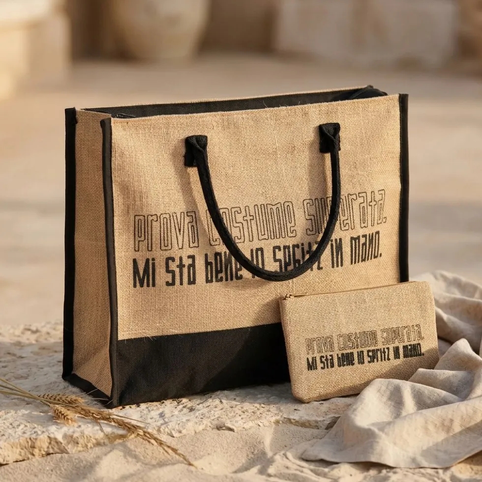 Set Borsa + Pochette di Juta Michy Prova Costume Spritz