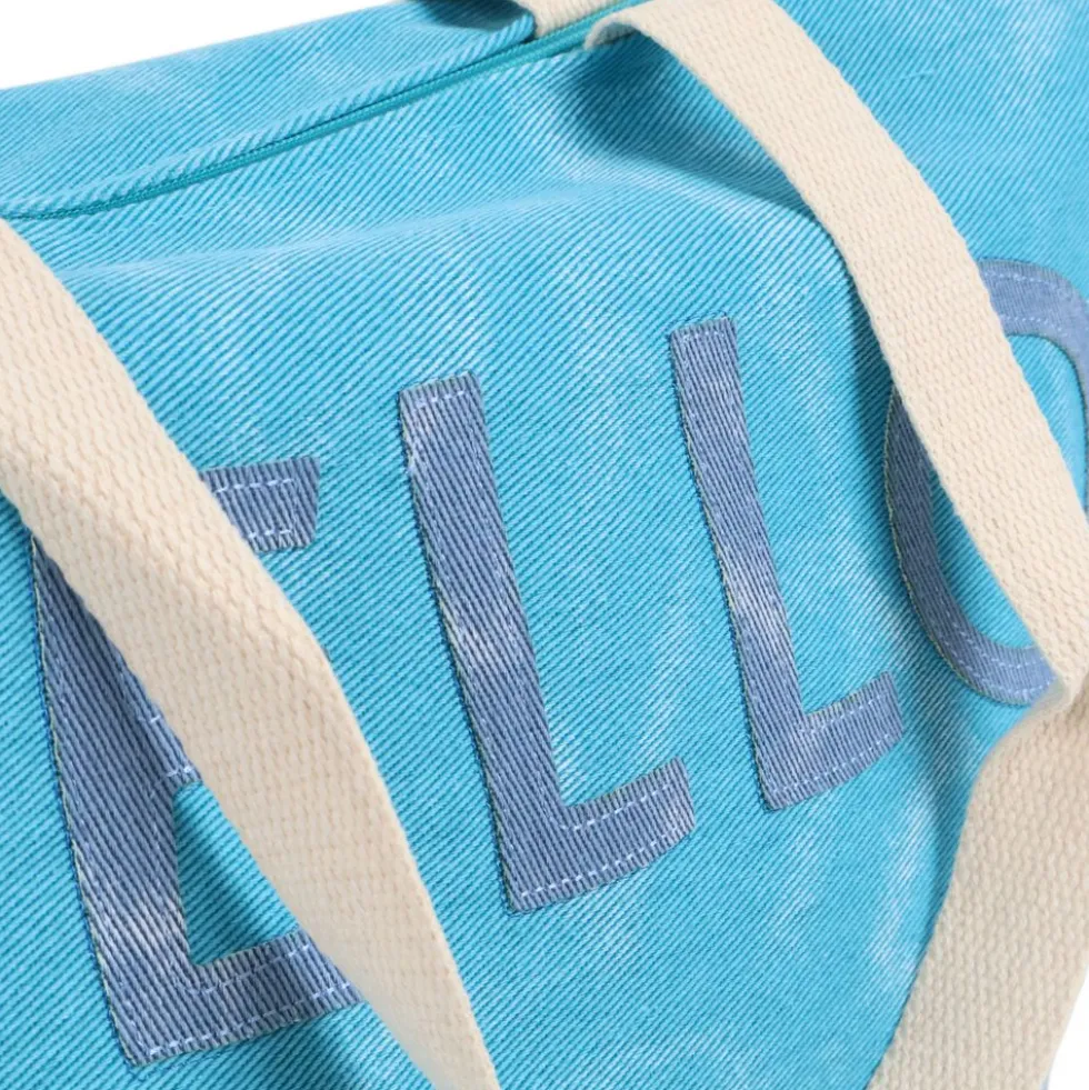 Set Borsa + Pochette in Tessuto Bria Azzurro