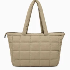 Set Borsa Tote + pochette trapuntata puffer louise Tortora