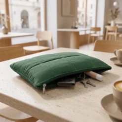 Set Borsa Tote + pochette trapuntata puffer louise Verde