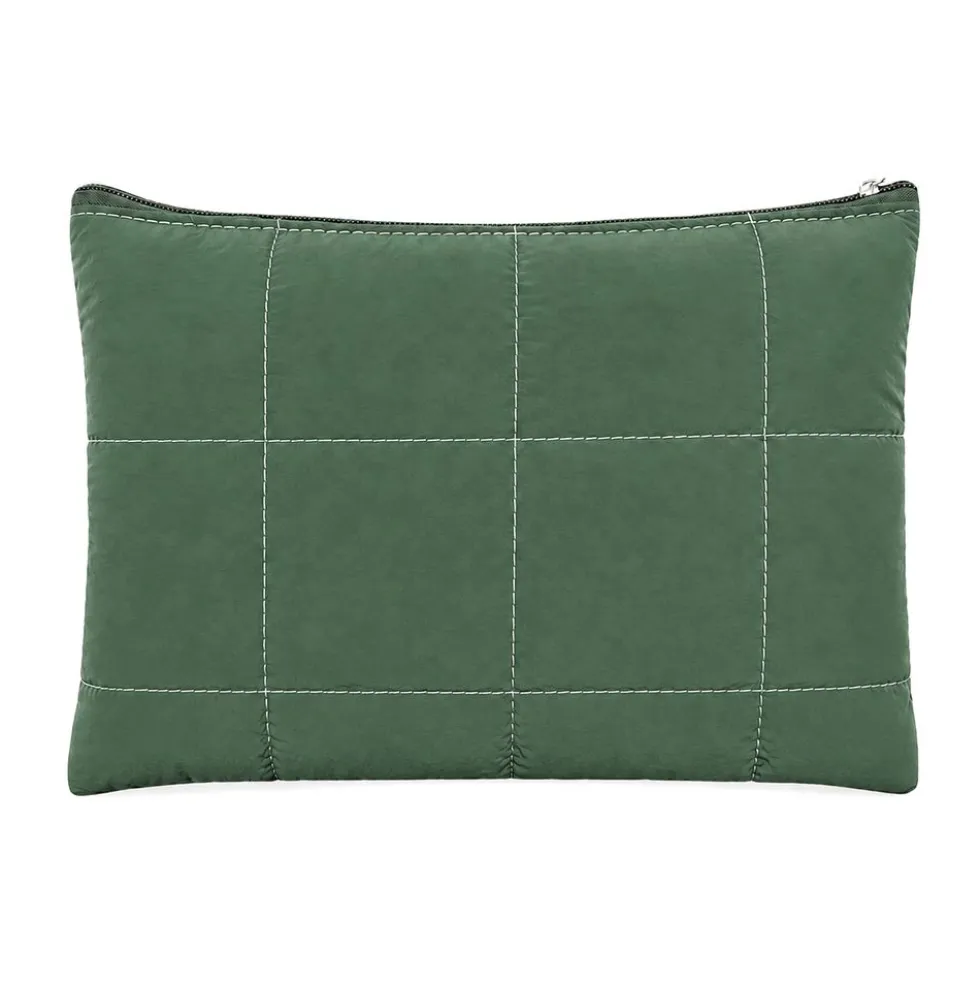 Set Borsa Tote + pochette trapuntata puffer louise Verde