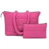 Set Borsa Tote + pochette trapuntata puffer louise Fucsia