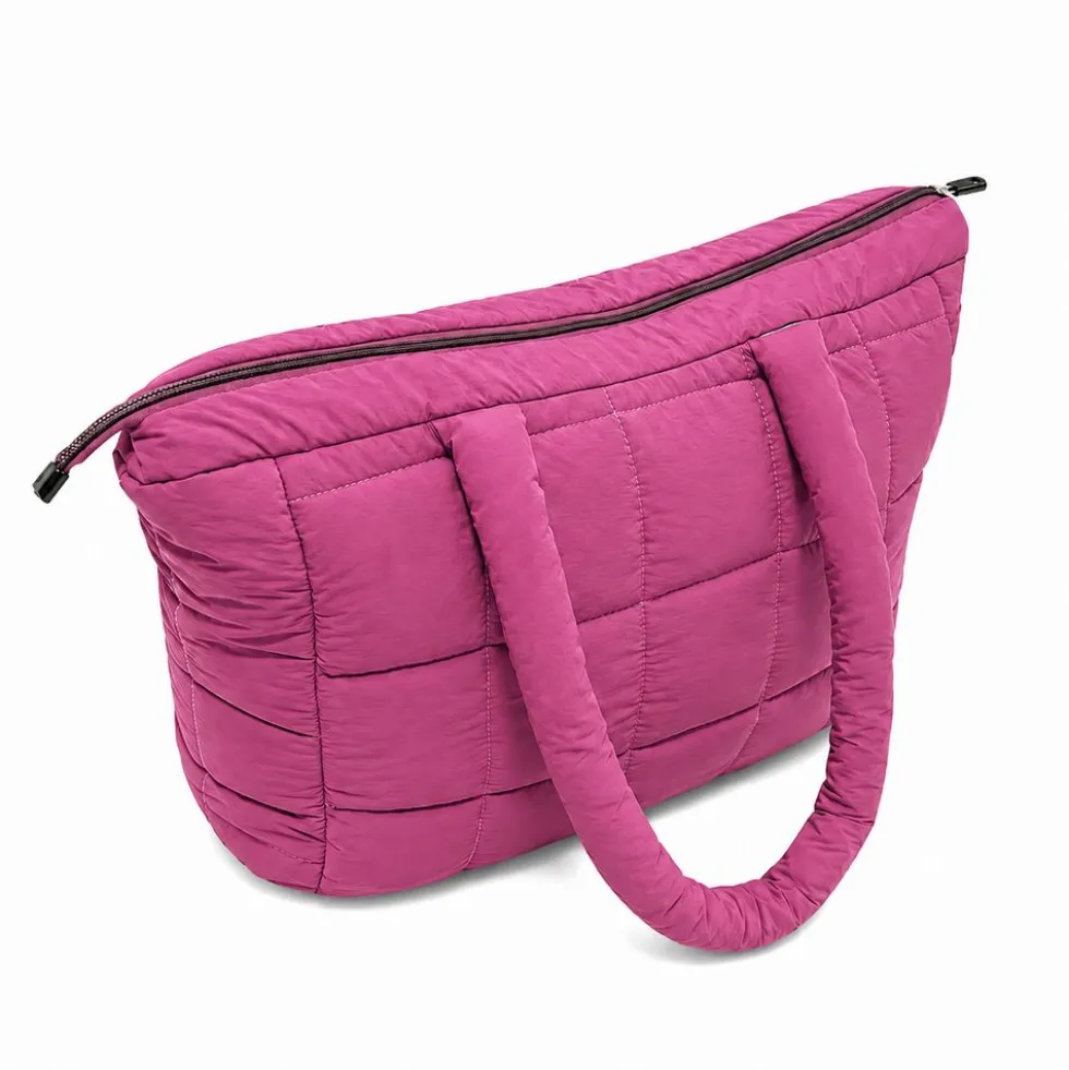Set Borsa Tote + pochette trapuntata puffer louise Fucsia