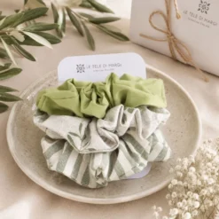 Set Elastici Scrunchies in Cotone Peppermint