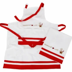 Set Grembiule + Canovaccio cotone ricamato Innamorati Cotti