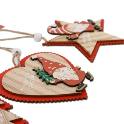 Set 3 Pendenti in Legno Babbo Natale