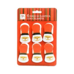 Set 6 Pinze con Calamita Babbo Natale