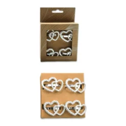 Set 4 portatovaglioli in metallo Cuori Argento