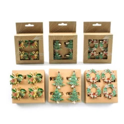 Set 4 portatovaglioli in metallo con Cristalli incastonati Campanelle