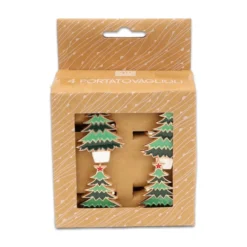 Set 4 portatovaglioli in metallo laccato Abete
