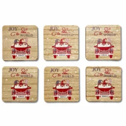 Set 6 sottobicchieri natalizi in legno