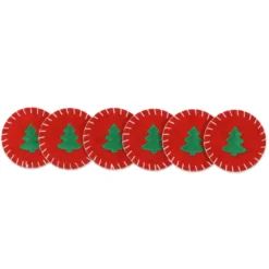 Set 6 Sottobicchieri Rotondi in Pannolenci ricamato Albero