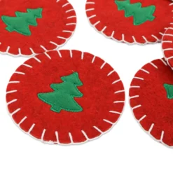 Set 6 Sottobicchieri Rotondi in Pannolenci ricamato Albero