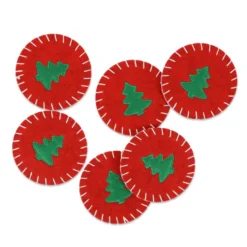 Set 6 Sottobicchieri Rotondi in Pannolenci ricamato Albero