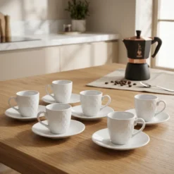 Set 6 Tazzine da Caffè con piattino in Porcellana Firenze