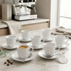 Set 6 Tazzine da Caffè con piattino in Porcellana Palermo