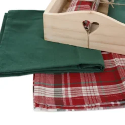 Set 4 Tovaglioli + Scatola in Legno Casine