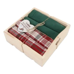 Set 4 Tovaglioli + Scatola in Legno Casine