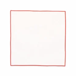 Set 2 Tovaglioli Tinta unita Bianchi bordo Rosso