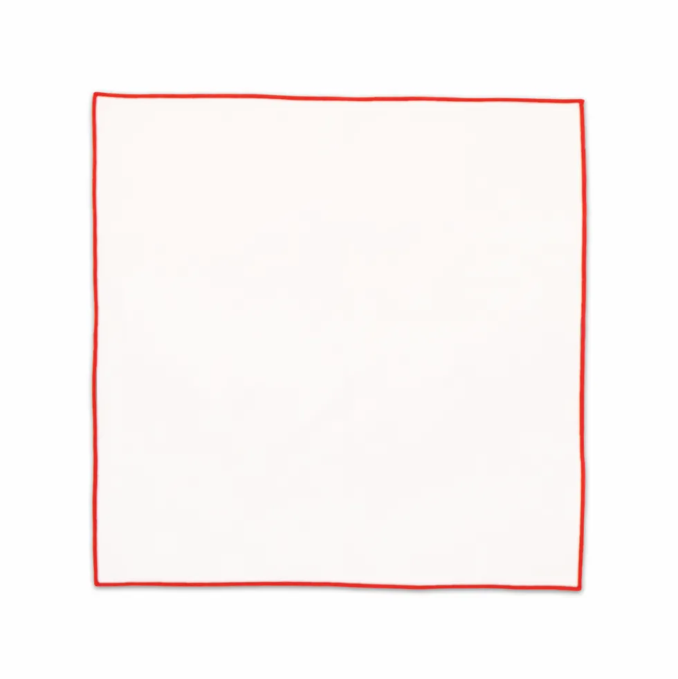 Set 2 Tovaglioli Tinta unita Bianchi bordo Rosso